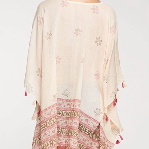 Border Print Poncho Coverup - Picture 3 of 5